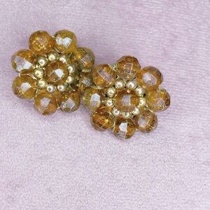 701. Brown and Goldtone Vintage Clipon’s Floral Earrings